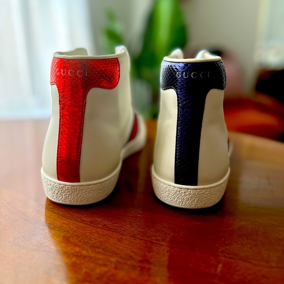 Gucci 'ace' Calfskin Tiger Removale Patches High Top Sneakers - Picture 5 of 6